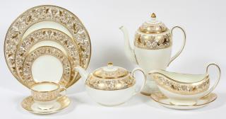 Appraisal: WEDGWOOD 'GOLD FLORENTINE' PORCELAIN SERVICE PIECES Including dinner plates Dia