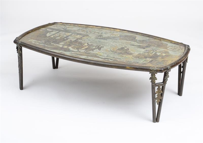 Appraisal: PHILIP AND KELVIN LA VERNE T'ANG MARRIAGE COFFEE TABLE Etched