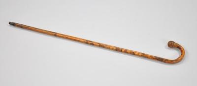 Appraisal: A Japanese Carved Bamboo Folk Art Cane With a curved