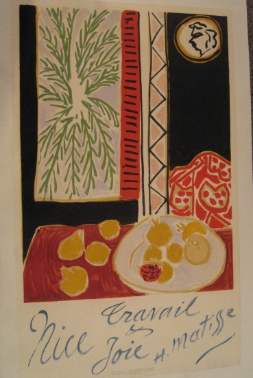 Appraisal: HENRI MATISSE after Nice Travail et Joie Color lithograph poster