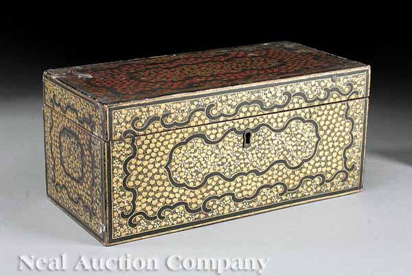 Appraisal: An Antique Chinese Export Lacquer Tea Caddy th c the