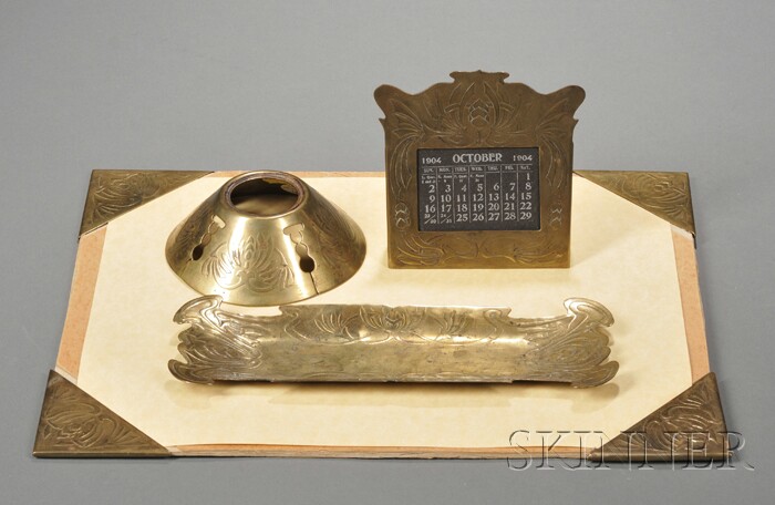 Appraisal: The Art Craft Shop Brass Desk Set Sheet brass Buffalo