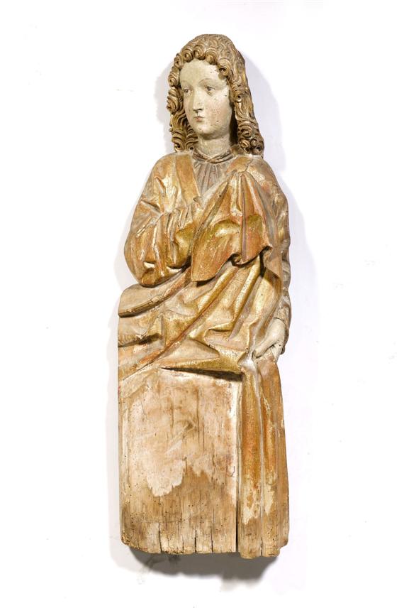 Appraisal: SECONDARY FIGURE late Gothic South German circa Carved and painted