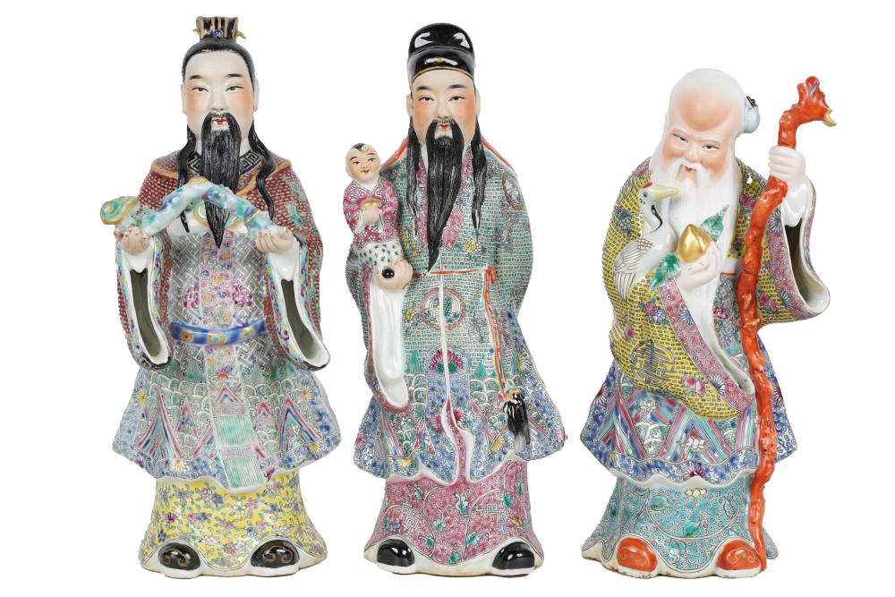 Appraisal: COLLECTION OF CHINESE ENAMEL PORCELAIN FIGUREScomprising of three figures of