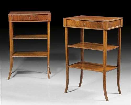 Appraisal: PAIR OF SIDE TABLES Restauration probably German th century Cherry