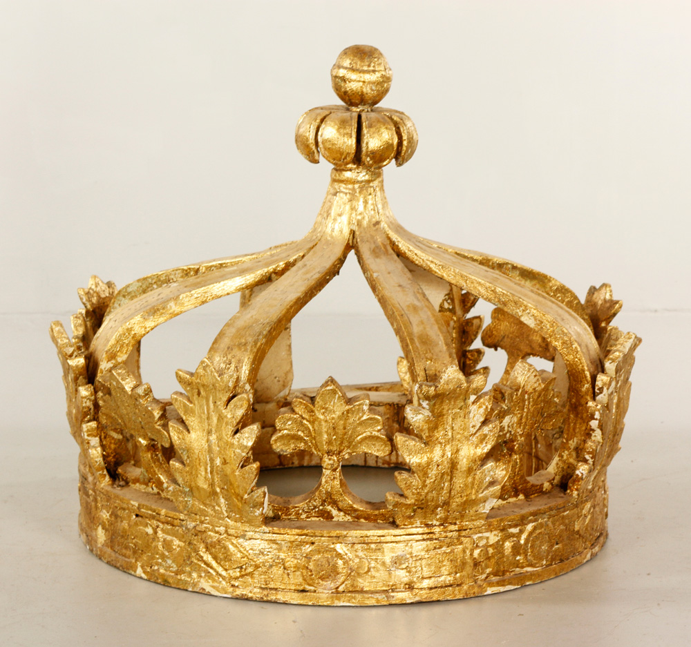 Appraisal: - Folk Art Wood Crown Folk Art crown gold painted