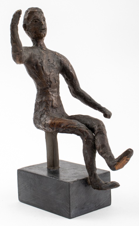 Appraisal: MODERNIST BRONZE OF A SEATED FIGURE Modernist Bronze of a