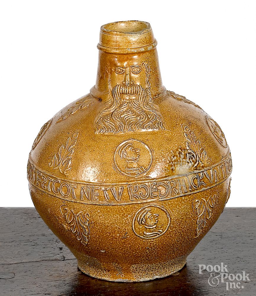 Appraisal: Stoneware Bellarmine or Bartmann jug Exclusive on Bidsquare Stoneware Bellarmine