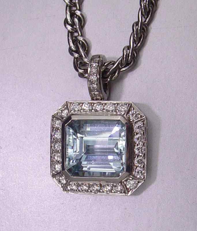 Appraisal: VARNA PLATINUM CT AQUAMARINE ENHANCER PENDANT AND CHAIN NECKLACE Platinum