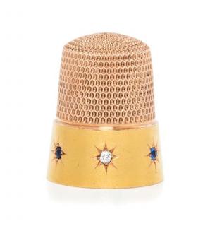 Appraisal: An American -Karat Gold Diamond and Sapphire Thimble Simons Bros