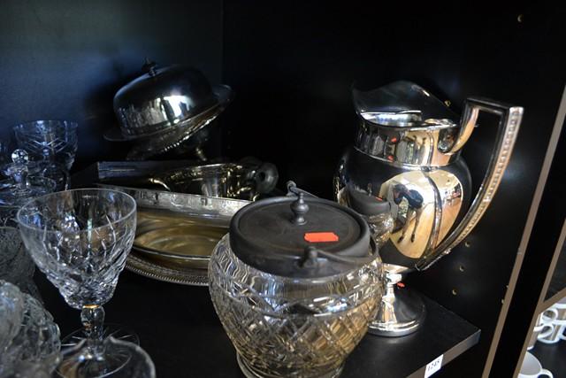 Appraisal: COLLECTION OF SILVER PLATE INCL BOXED FORKS BISCUIT BARREL EWER