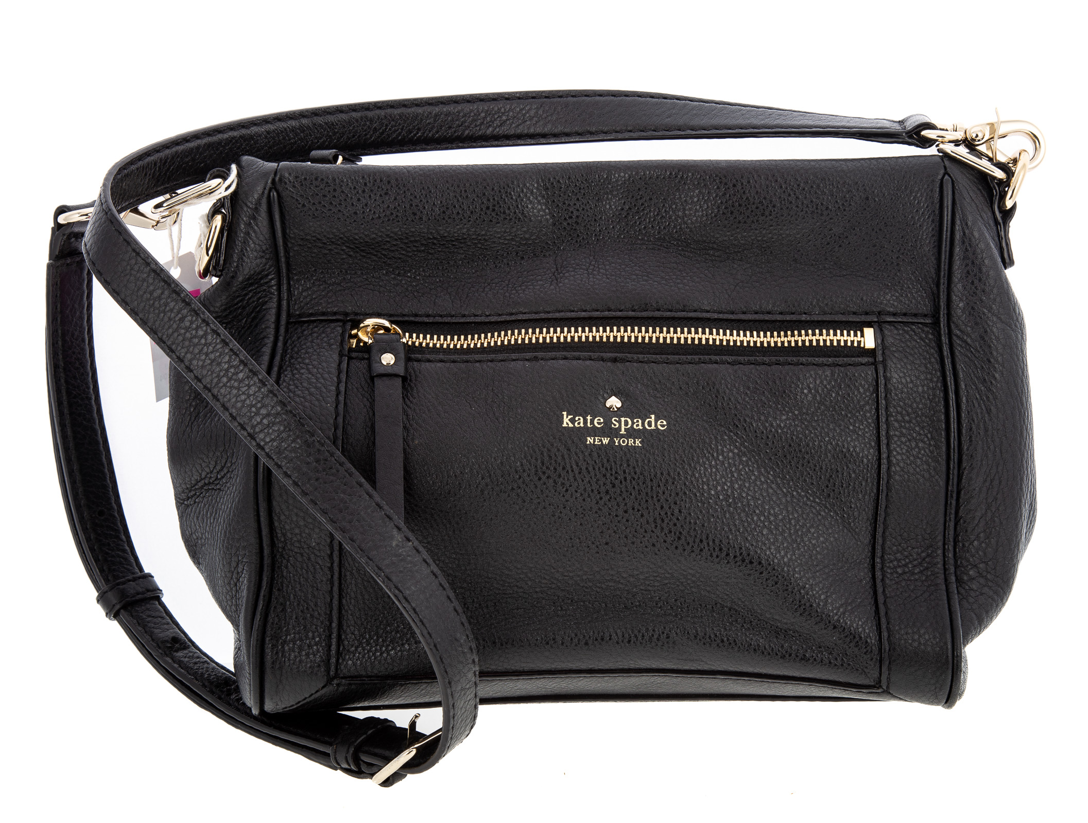 Appraisal: KATE SPADE BLACK LEATHER HANDBAG in H in W in