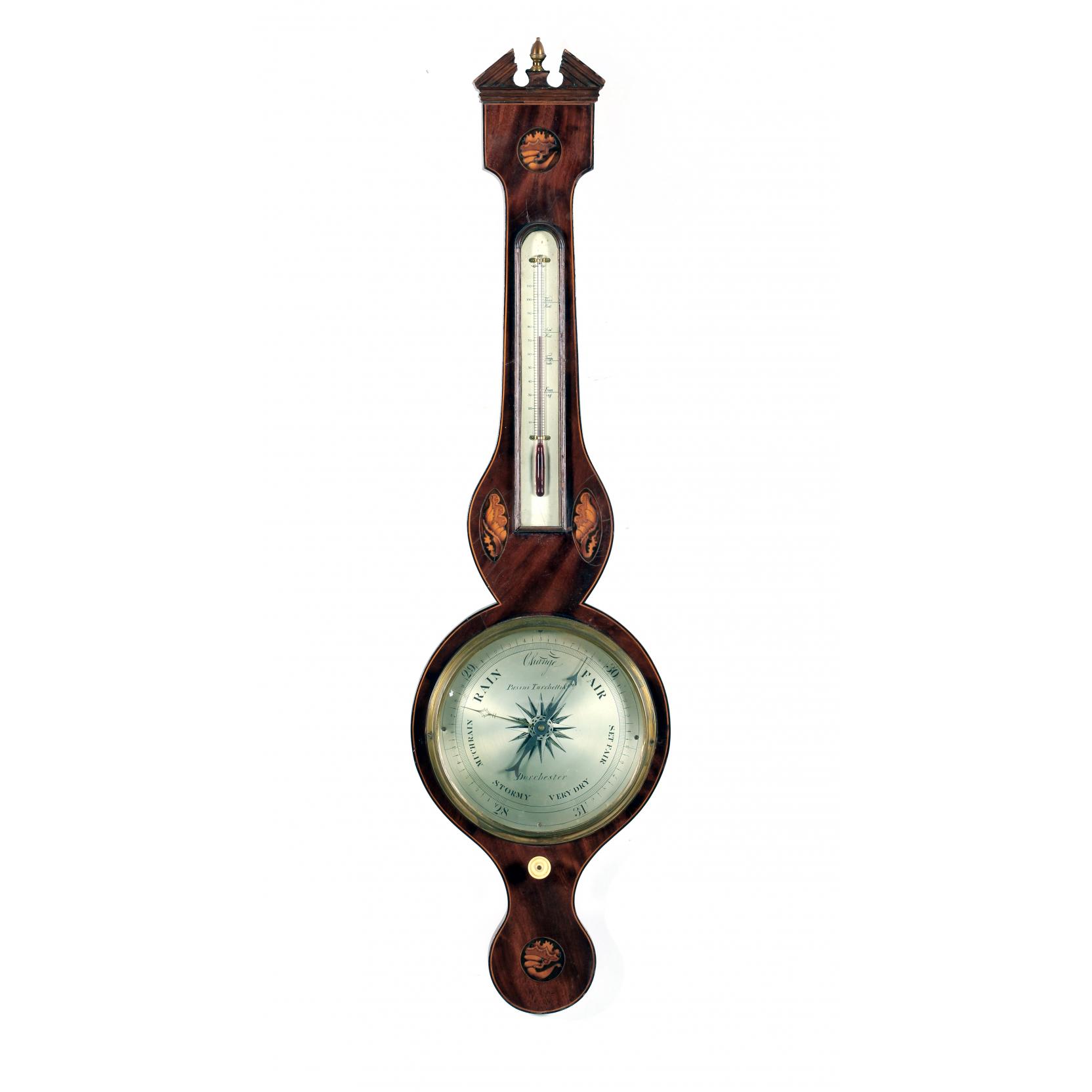 Appraisal: English Wheel Barometer by Pusini Torchetti Docester th century mahogany