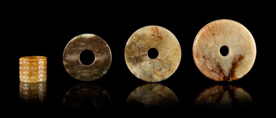 Appraisal: Sale Lot Four Archaistic Jade Articles late qing republic period