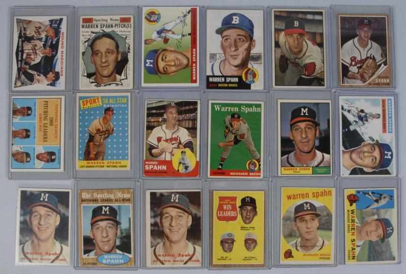 Appraisal: Lot of Warren Spahn Baseball Cards Description Includes Bowman no