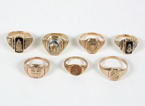 Appraisal: Victorian and Art Deco Gold K embossed rings pc consists