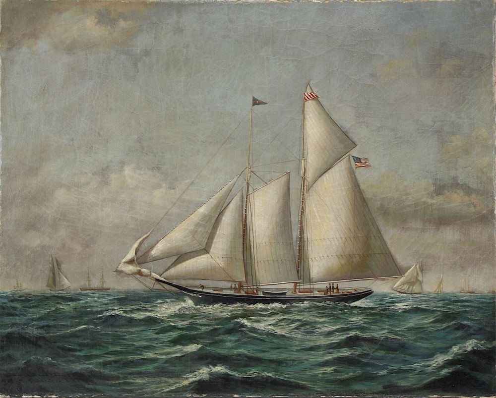 Appraisal: APPARENTLY UNSIGNED th th CENTURY Oil on Canvas Sailing Yacht