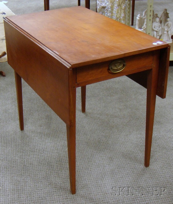 Appraisal: Federal Cherry Drop-leaf Pembroke Table with Drawer ht lg wd