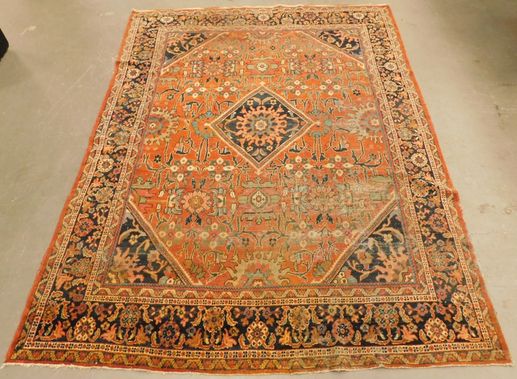 Appraisal: MAHAL BLUE MEDALLION CARPET RUG Middle East th CenturyCentral diamond