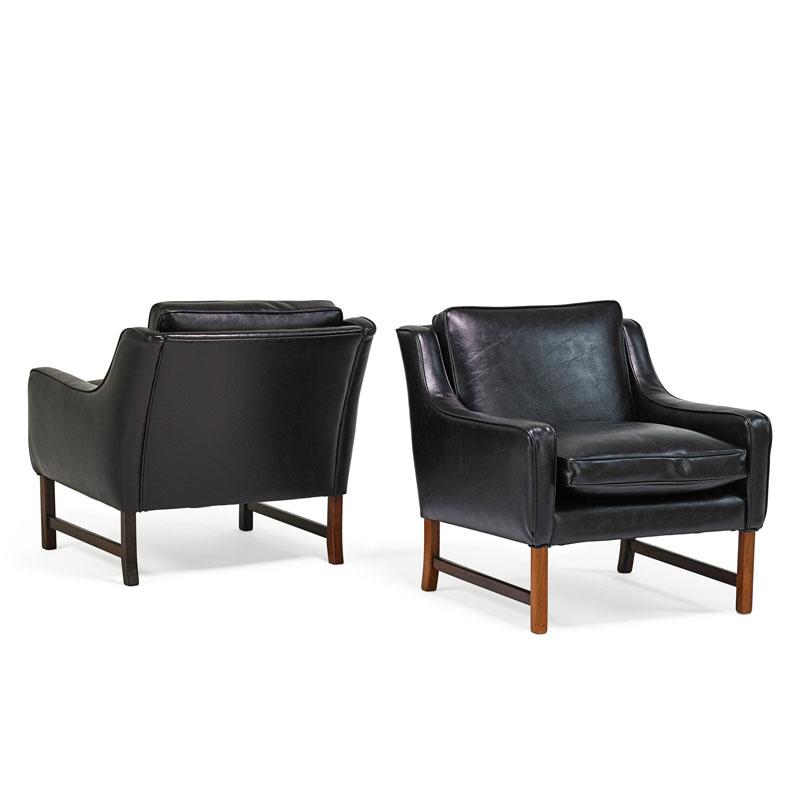 Appraisal: FREDRIK KAYSER Pair of lounge chairs FREDRIK KAYSER VATNE MOBLER