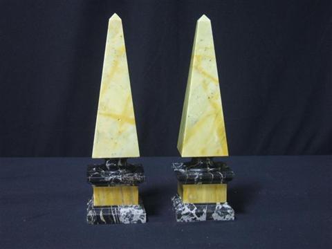 Appraisal: PAIR OF MARBLE OBELISKS Of typical form composed of golden