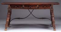 Appraisal: CONTINENTAL TH CENTURY THREE DRAWER TABLE The two heavy board