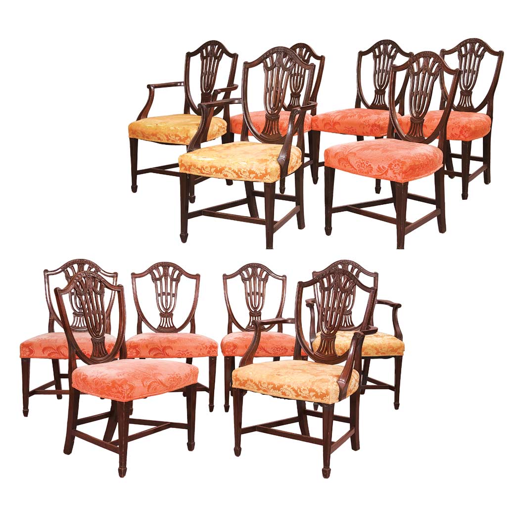 Appraisal: Set of Twelve George III Style Mahogany Dining Chairs Including