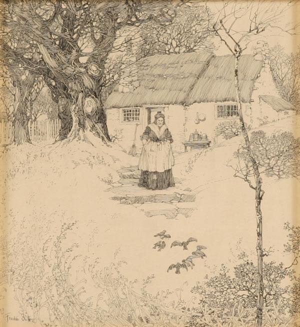 Appraisal: Franklin Booth American - a rustic scene with a cottage