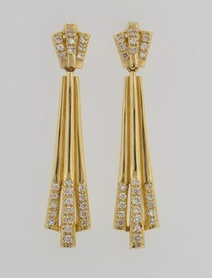 Appraisal: A Pair of Ladies' k Gold and Diamond Earrings k