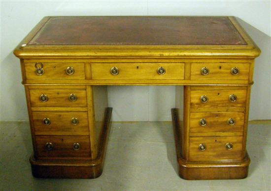 Appraisal: Victorian mahogany pedestal desk with red leather inset top and