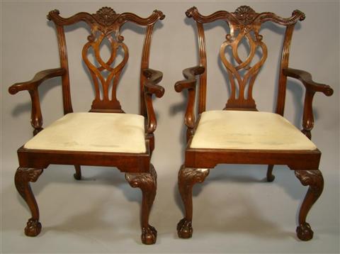 Appraisal: SET OF SIX CHIPPENDALE STYLE MAHOGANY DINING CHAIRS th century