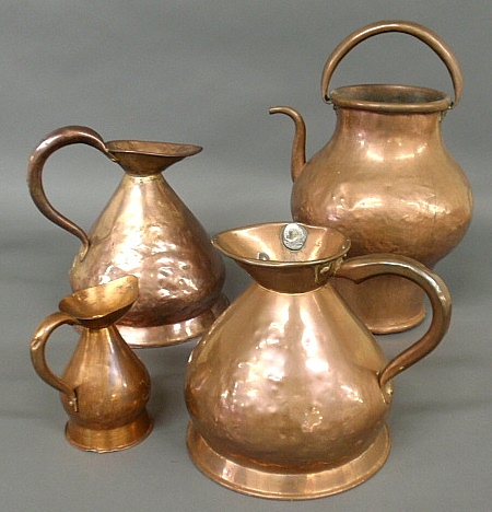 Appraisal: - Four th c Continental copper vessels largest h x