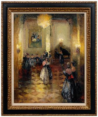 Appraisal: Ludwig Gschossmann painting German - ballroom scene signed indistinctly lower