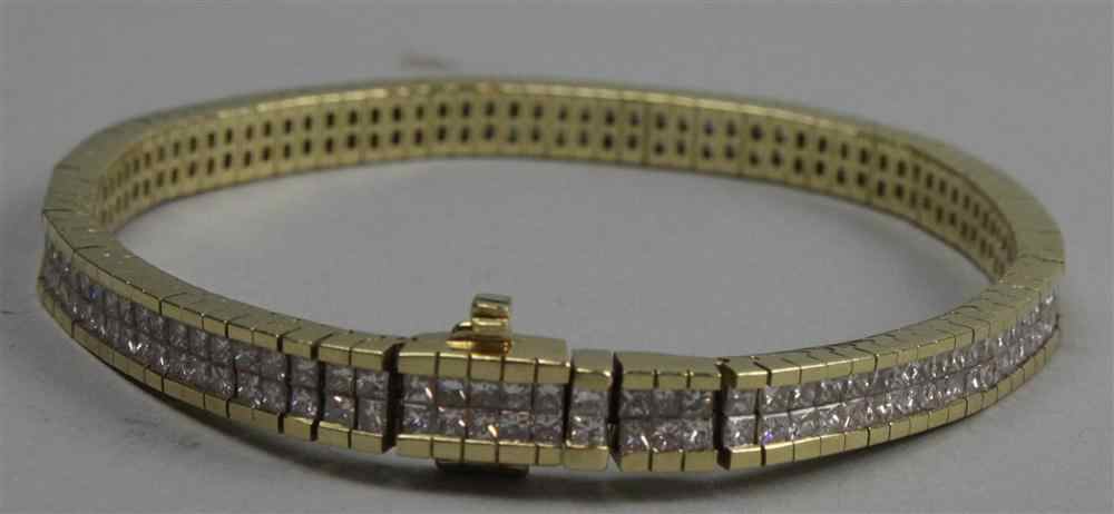 Appraisal: LADY'S K YELLOW GOLD AND DIAMOND LINE BRACELET each small