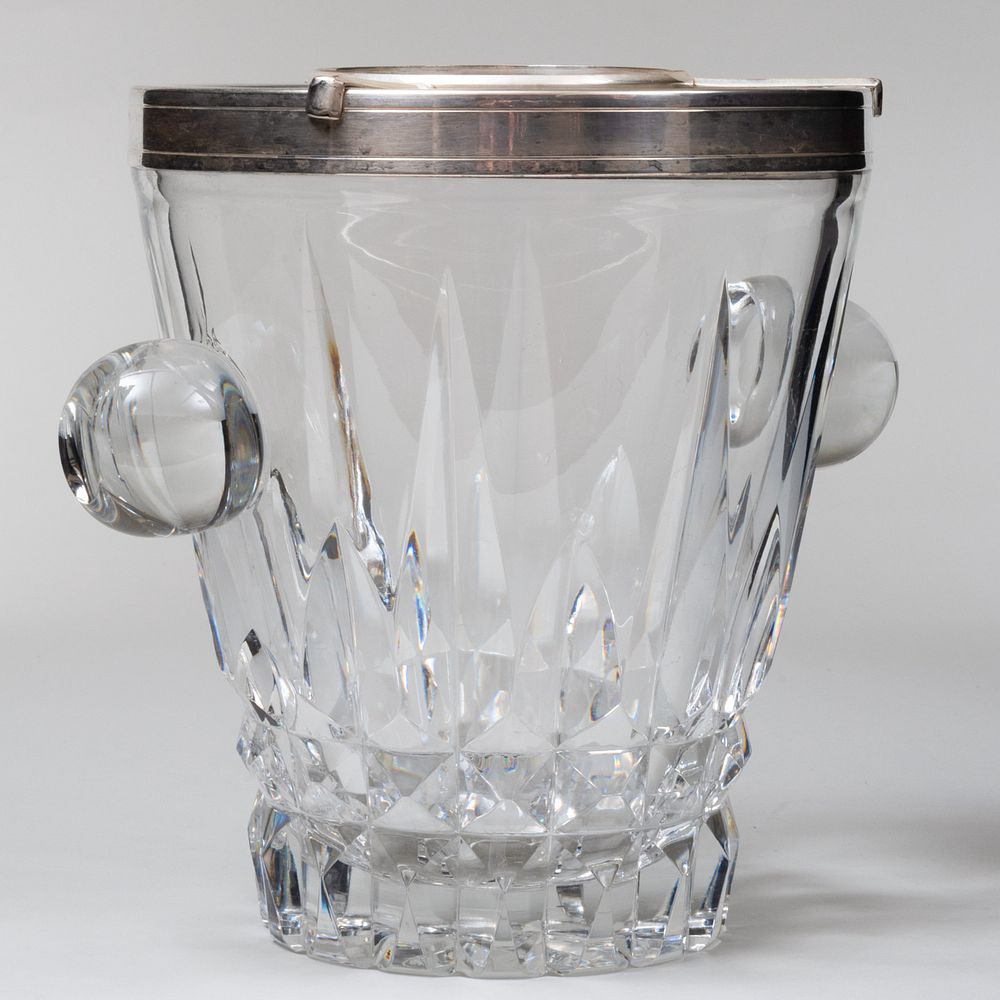 Appraisal: Continental Silver-Mounted Cut Glass Wine Cooler Indistinctly marked x in