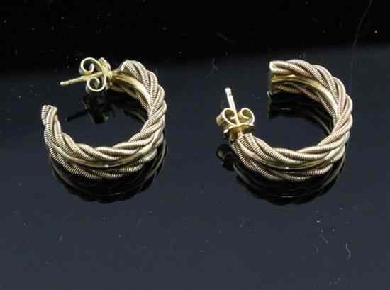 Appraisal: A pair of ct gold hoop earrings with ropetwist borders