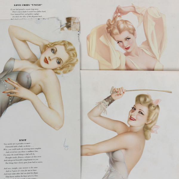 Appraisal: Group of three vintage Alberto Vargas s Esquire centerfold pin-ups