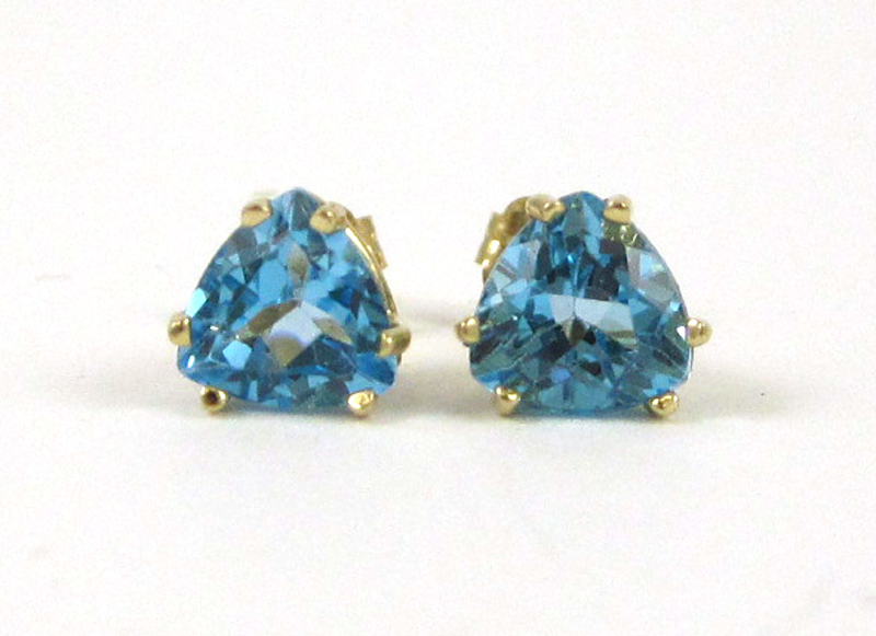 Appraisal: PAIR OF BLUE TOPAZ EAR STUDS each k yellow gold