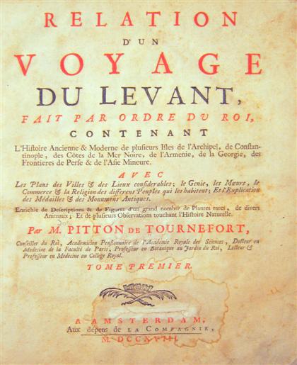 Appraisal: vol Tournefort Joseph Pitton de Relation d'un Voyage du Levant