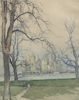 Appraisal: Luigi Kasimir Austrian - New York From Governors Island Color