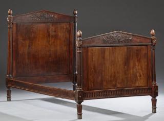 Appraisal: French Louis XVI Style Carved Walnut Single Bed French Louis