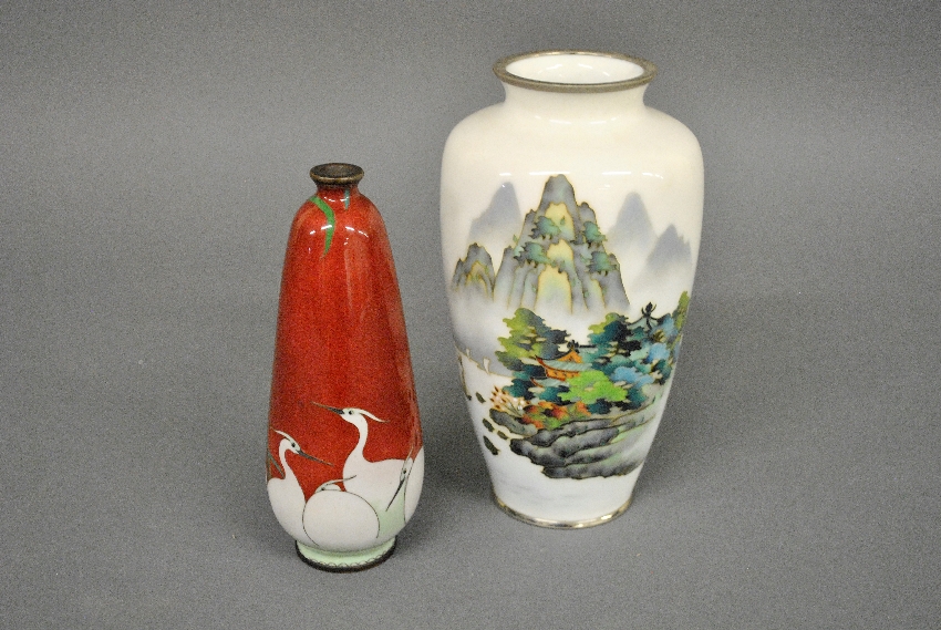 Appraisal: - Two Japanese cloisonn vases late th c the largest