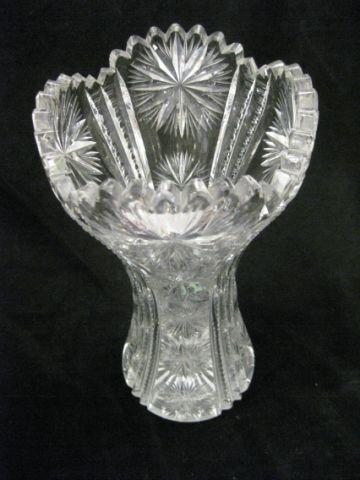 Appraisal: Brilliant Period Cut Glass Vase corset shape feathered zipper design