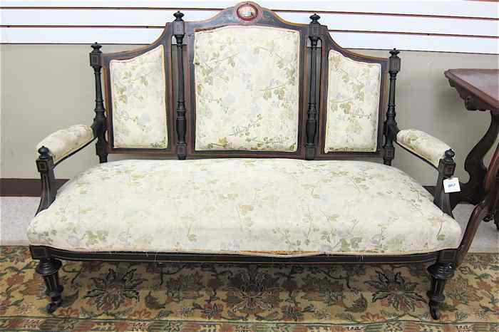 Appraisal: NAPOLEON III EBONIZED WALNUT SETTEE Louis XVI style French c