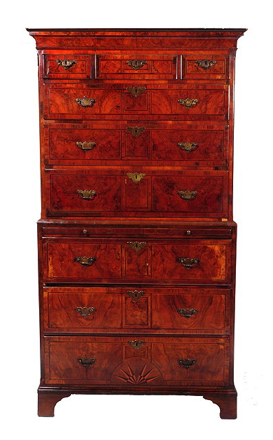 Appraisal: AN TH CENTURY WALNUT SECRETAIRE TALLBOY constructed in two sections