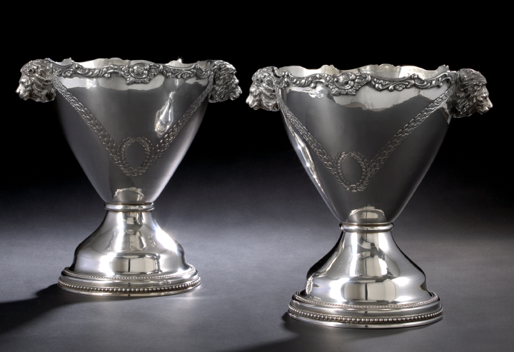 Appraisal: Pair of Sterling Silver Wine Coolers probably Indian each with