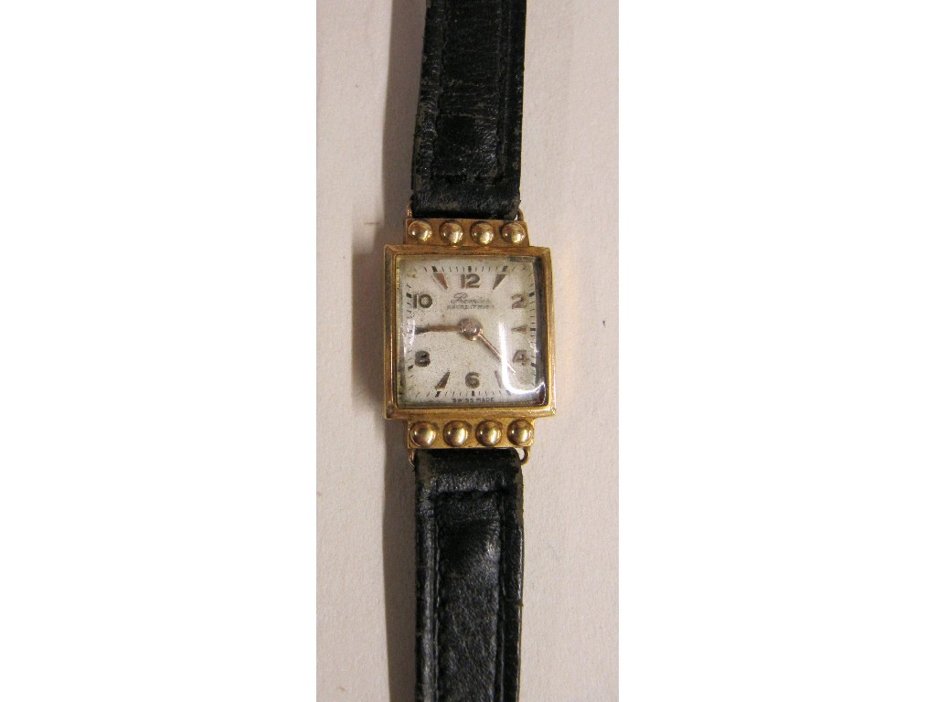 Appraisal: Ladies ct gold cased wrist watch with square cream dial