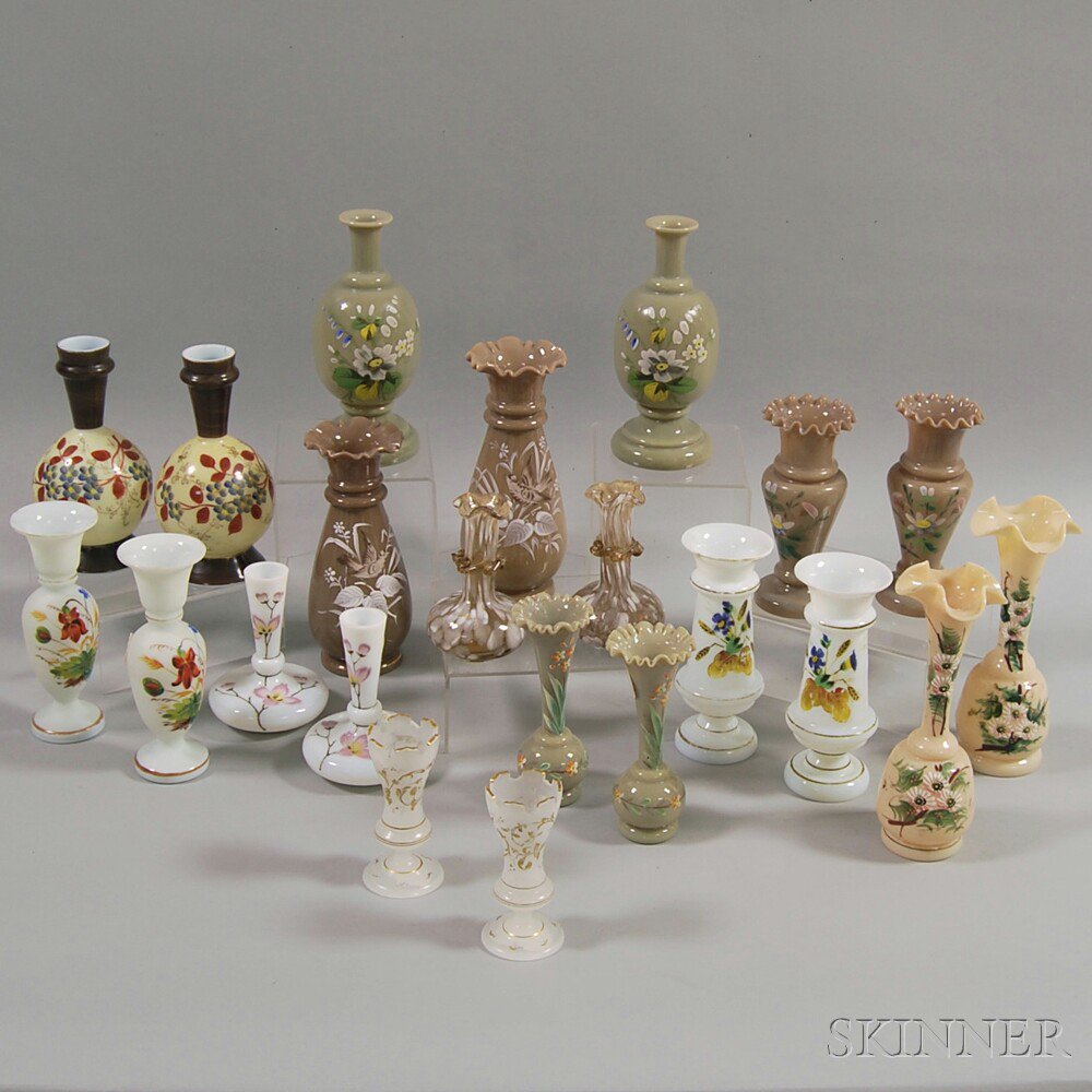 Appraisal: Eleven Pairs of Mostly Bristol Glass Vases th th century