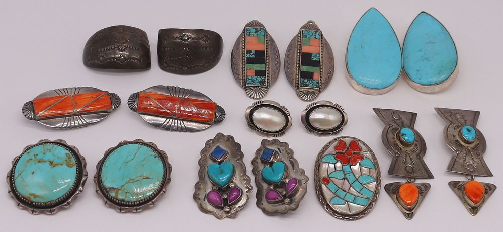 Appraisal: JEWELRY Southwest Sterling Jewelry Grouping Include a pair of sterling