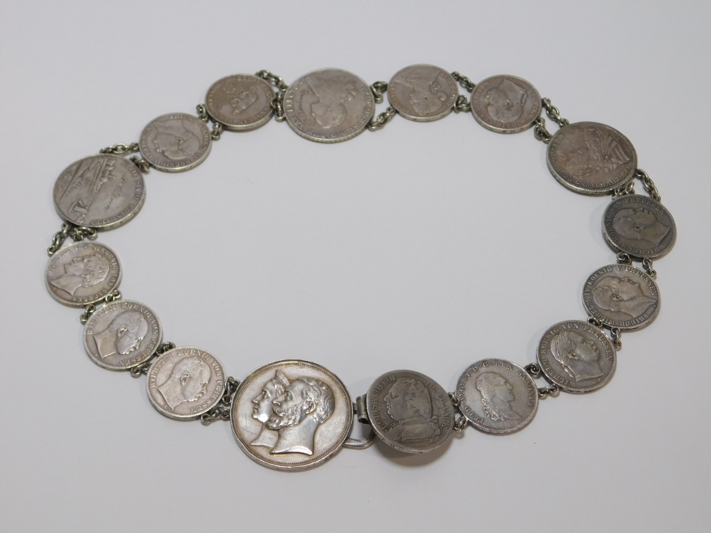 Appraisal: AUSTRIAN SILVER COIN DOWRY BELT Austria Late th- Early th